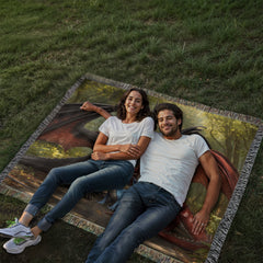 dragon family of three woven blanket