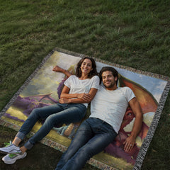 dragon family of 5 woven blanket