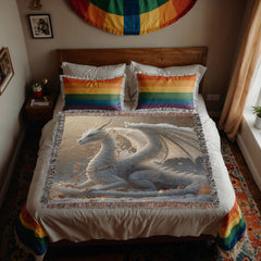 winter dragon woven blanket